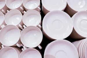 pile of small plate and cup photo