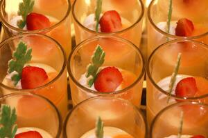 fruit pudding on glass cups photo