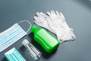 Rubber glove and face protective photo