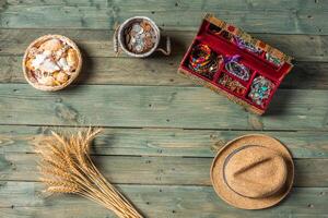 Mockup shot on wooden background photo