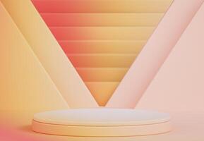 Circle pedestal with gradient orange and yellow 3D render photo