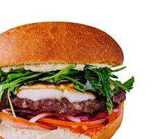 big and tasty burger with arugula photo