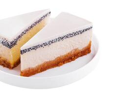 Slices of cheesecake with poppy seeds photo