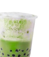 Tasty milk bubble tea isolated on white photo