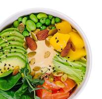 Hawaiian Poke Bowl with Salmon and Avocado photo