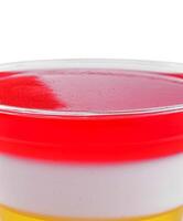 Dessert jelly layered color in cup photo