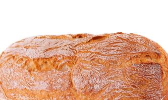 Black bread loaf closeup on white background photo