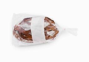 Bread in Cellophane Bag on White Background photo