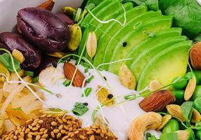 bowl with avocado, beans and onions photo