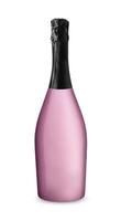 Pink champagne bottle on white background photo