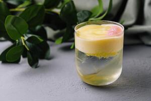 Refreshing citrus smoothie on modern kitchen counter photo