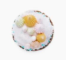 Festive easter cake with colorful meringue toppings photo