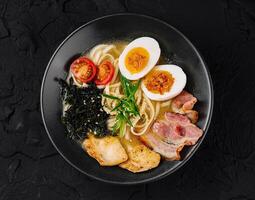 Traditional japanese ramen noodle soup photo