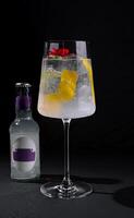 Elegant gin and tonic cocktail with garnishes photo