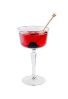 Elegant red cocktail with cherry garnish in glass photo