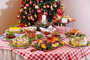 Festive holiday feast with traditional dishes photo