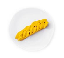 Mango eclair on white plate photo