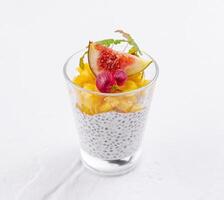 Chia pudding with fresh fruit toppings photo