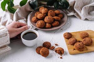 Cozy coffee break with freshly baked cookies photo