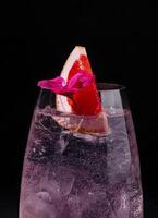 Refreshing pink gin tonic with grapefruit garnish photo