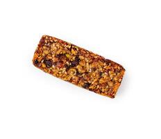 Single granola bar on white photo