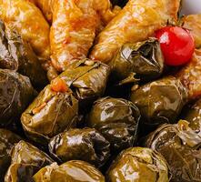 Stuffed grape leaves close up photo