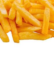 Crispy golden french fries isolated on white photo