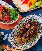 Colorful mediterranean feast on table photo