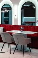 Stylish modern cafe interior with luxurious decor photo