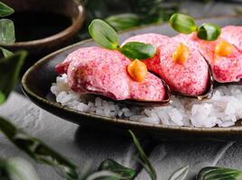 Gourmet lobster sushi on elegant plate photo