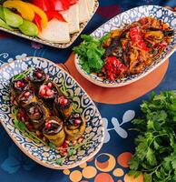 Colorful mediterranean feast on table photo