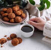 Cozy coffee break with freshly baked cookies photo