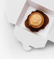 Gourmet cupcake in elegant white box photo