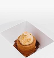 Gourmet dessert in elegant takeout box photo