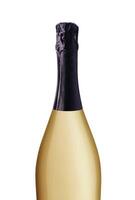 Elegant champagne bottle on white background photo