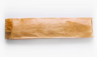 Standing brown paper bag on white background photo