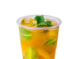 Fresh iced tea with citrus and mint photo