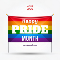 en baner för stolthet månad med en regnbåge flagga och de ord Lycklig stolthet månad psd