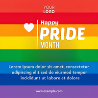 A colorful rainbow with the words Happy Pride Month written in the middle psd