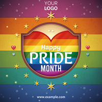 A colorful poster for Pride Month with a rainbow and stars psd