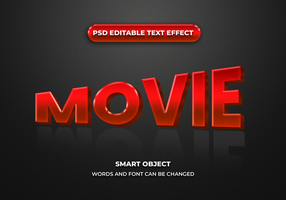 red movie glossy 3d editable text effect style psd