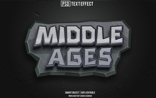 middle age text effect, font editable, typography, 3d text psd
