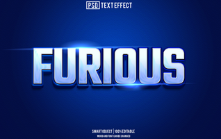 furious text effect, font editable, typography, 3d text psd