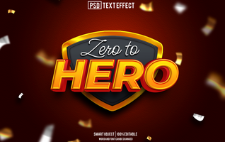 hero text effect, font editable, typography, 3d text psd