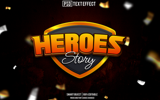 heroes text effect, font editable, typography, 3d text psd