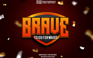 brave text effect, font editable, typography, 3d text psd
