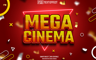 mega cine texto efecto, fuente editable, tipografía, 3d texto psd