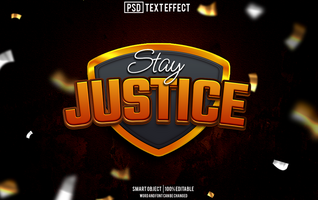 justice text effect, font editable, typography, 3d text psd