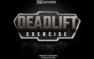 dead lift text effect, font editable, typography, 3d text psd