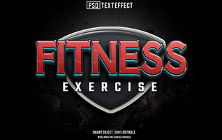 fitness text effect, font editable, typography, 3d text psd